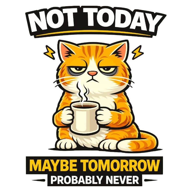 Not Today Cat Coffee Procrastination