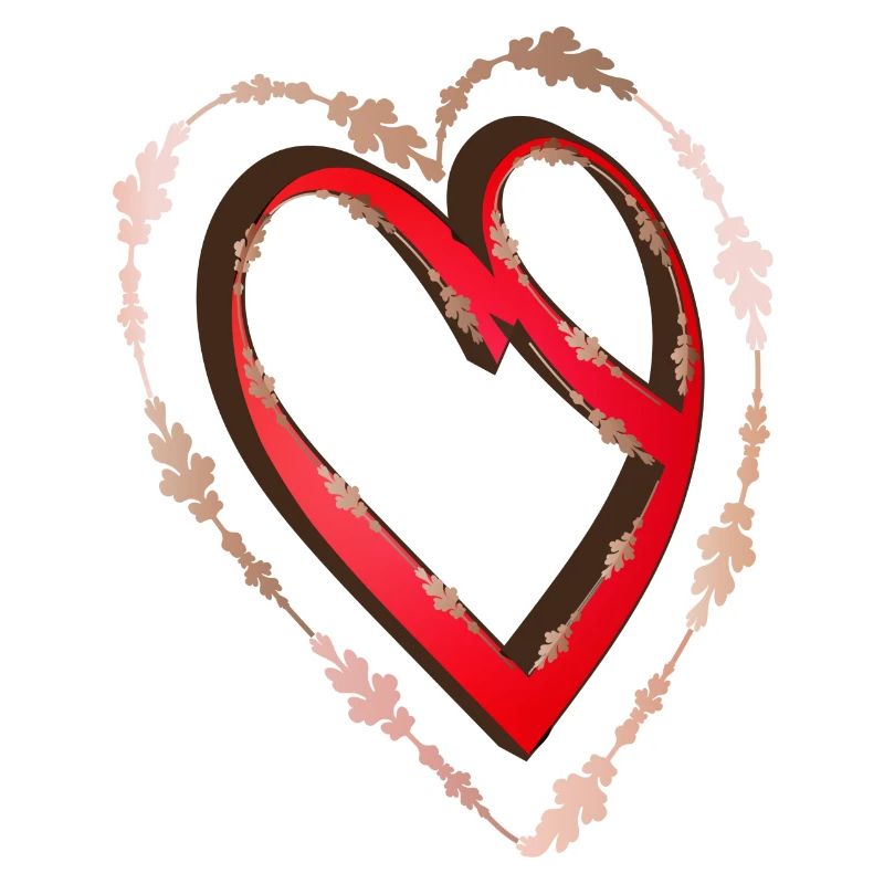 nostalgic red calligraphy heart