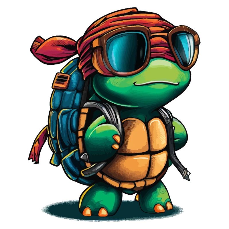 Adventure Turtle with Sunglasses and Backpack