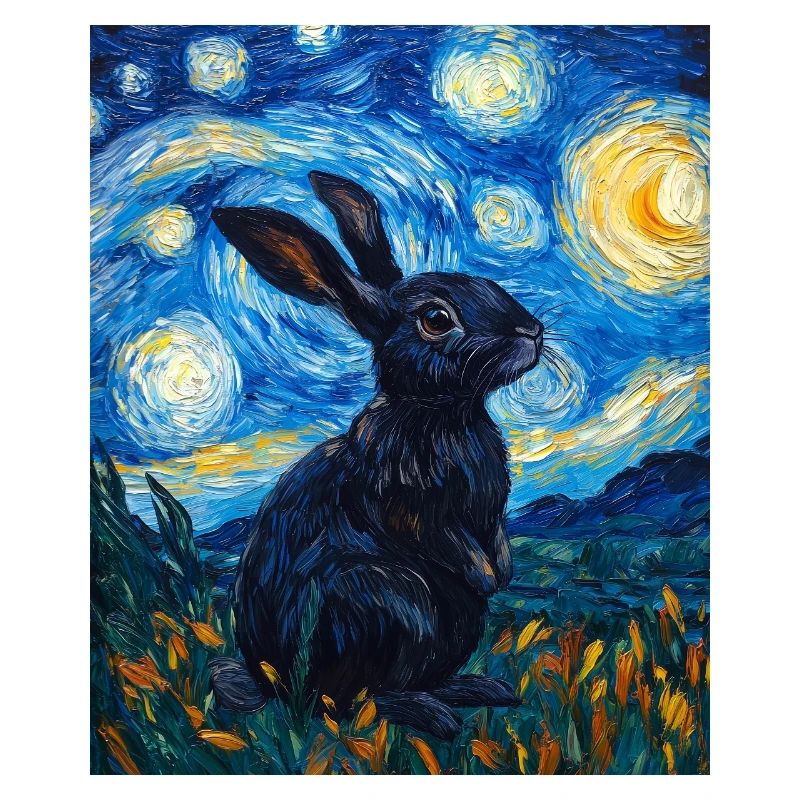 Bunny Van Gogh Style Starry Night