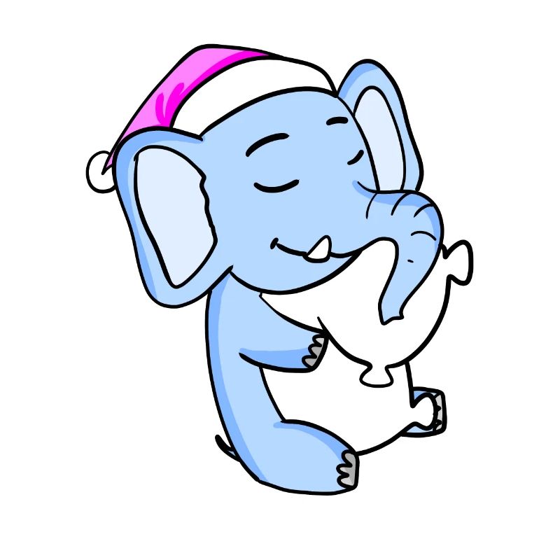 Elephant with pillow and sleeping cap