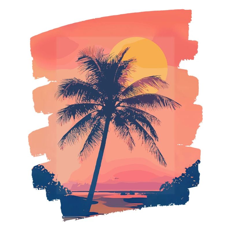 Beach Palm Trees Sunset Summer
