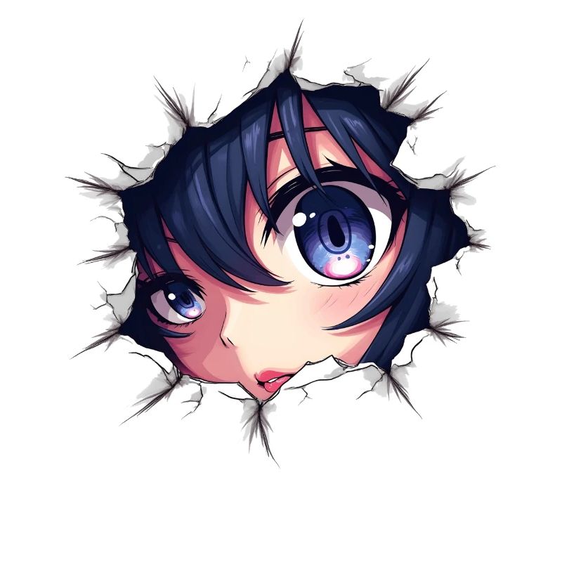 Anime-Auge mit durchbrochenem Papier-Effekt