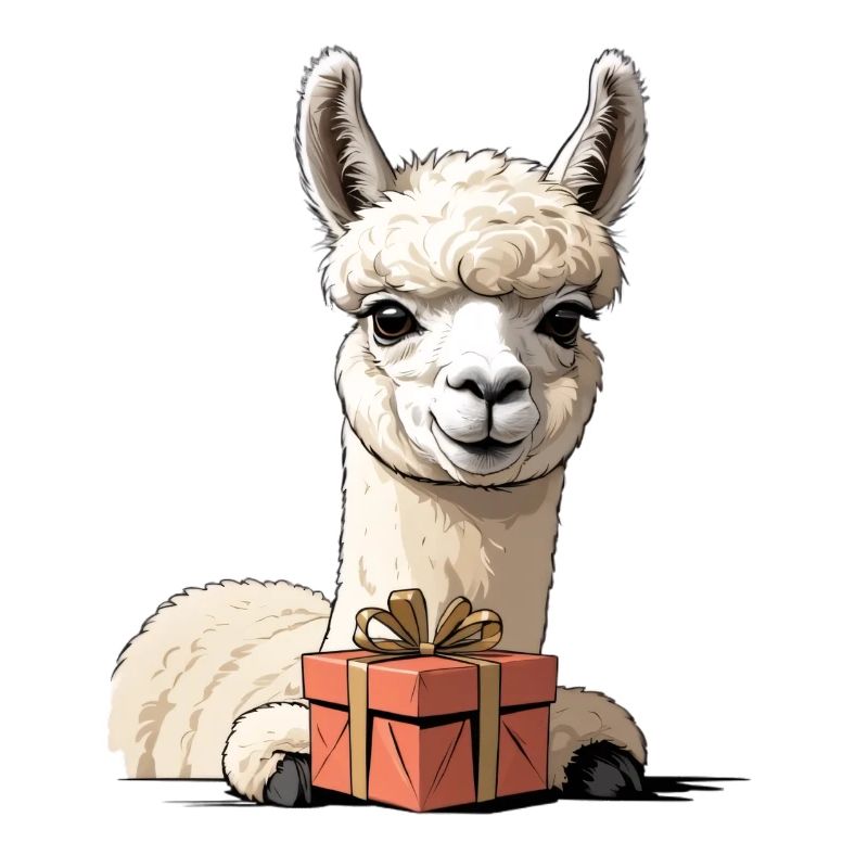 Alpaca with gift box
