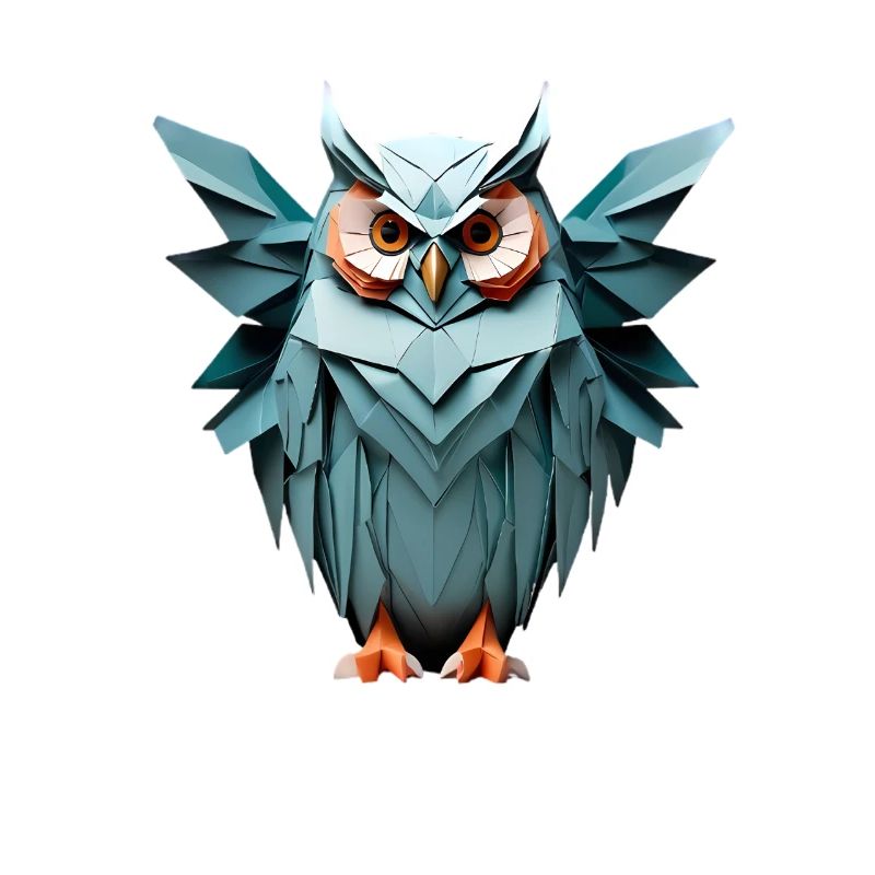 Blue Low-Poly Owl Design