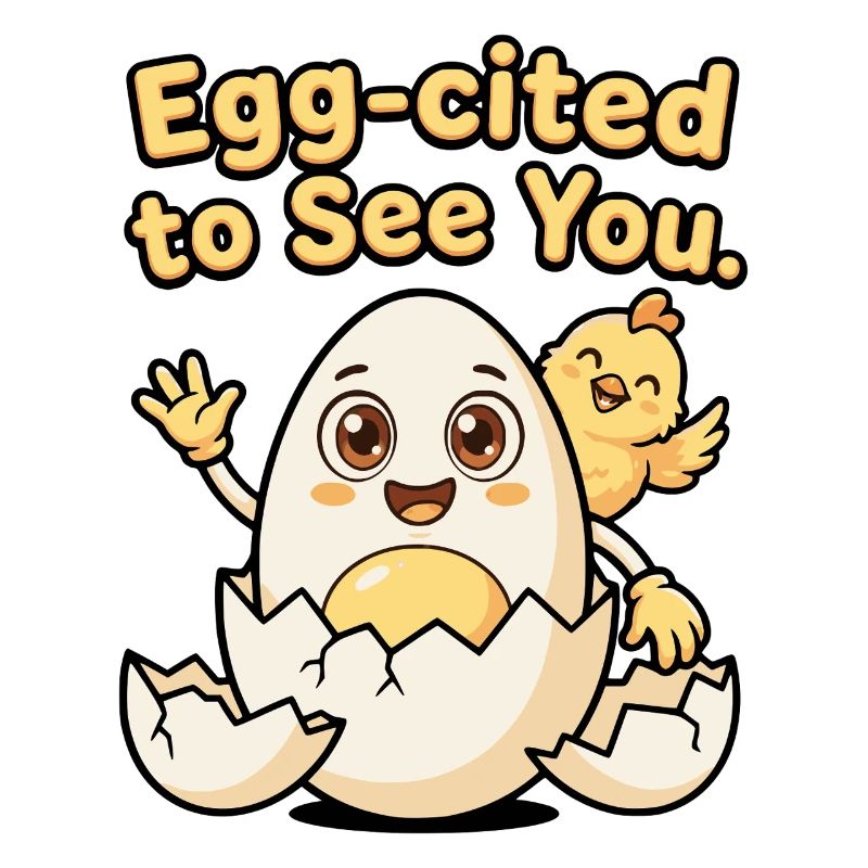 Egg Cited To See You Funny Egg Chick