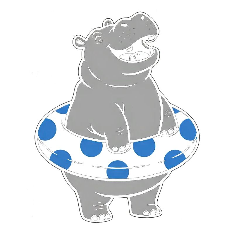 Hippopotamus with polka float ring