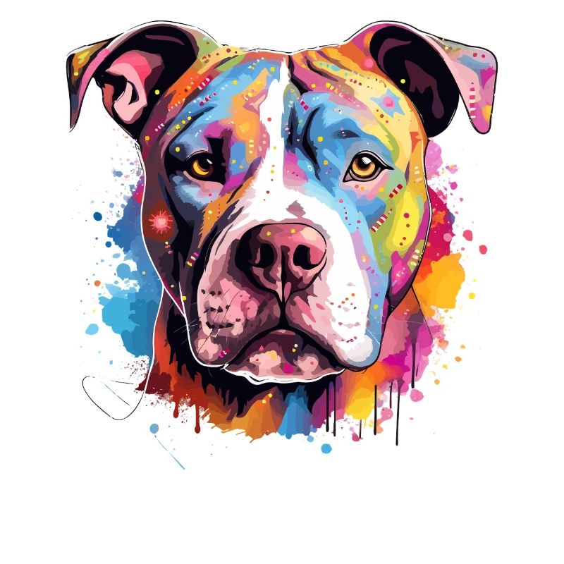 Pitbull coloré avec des éclaboussures de chien