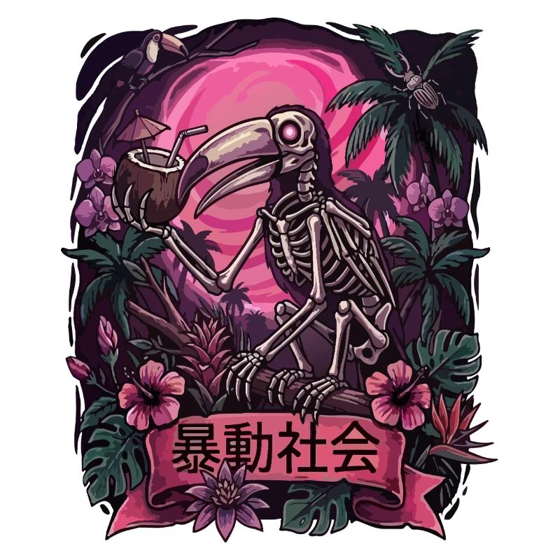 Neon Jungle Skeleton Parrot