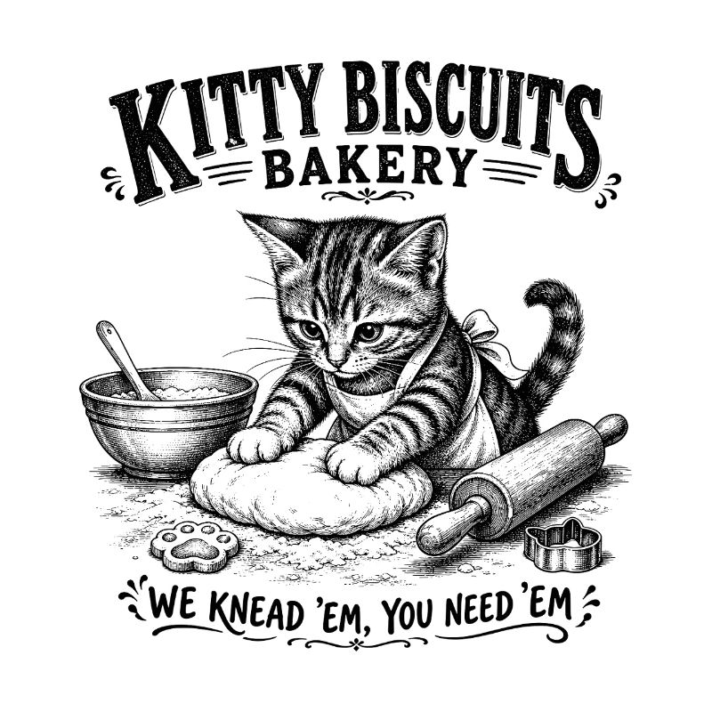 Kitty Biscuits Bakery Cat Baking Retro Vintage 