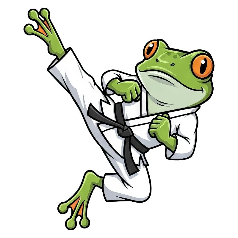 Whimsical Frog Toad Toad Karate Martial Arts