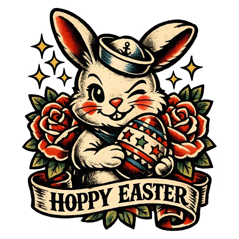 Hoppy Easter Easter Bunny with Easter Egg Vintage