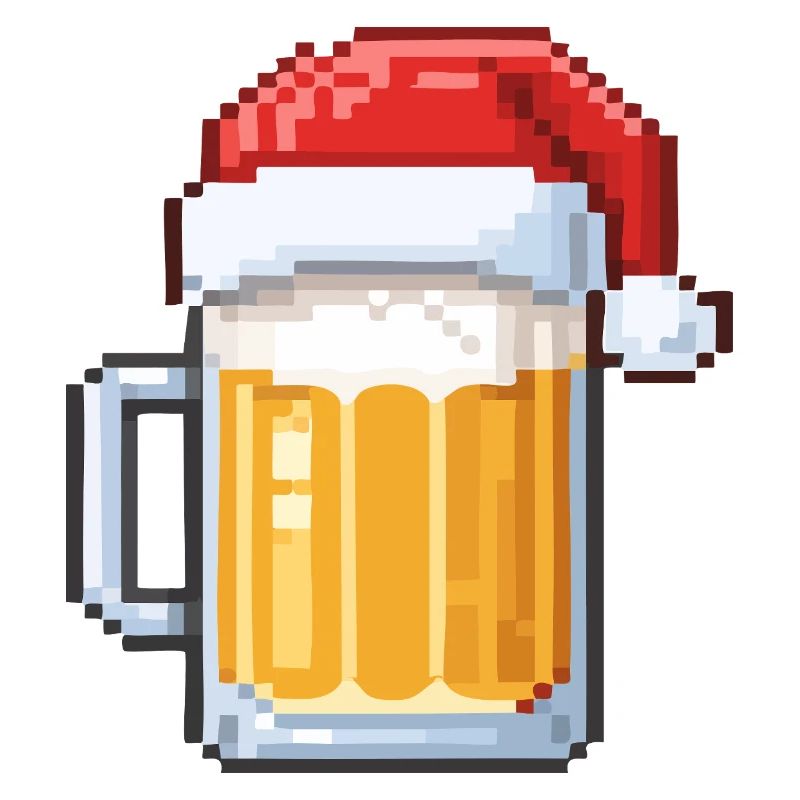 Bière Pixel avec Chapeau de Père Noël – Conception de Noël