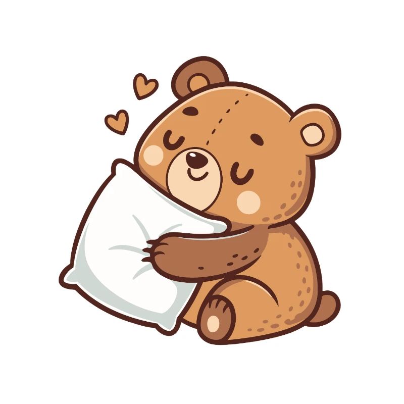 Soft cuddly bear on pillow
