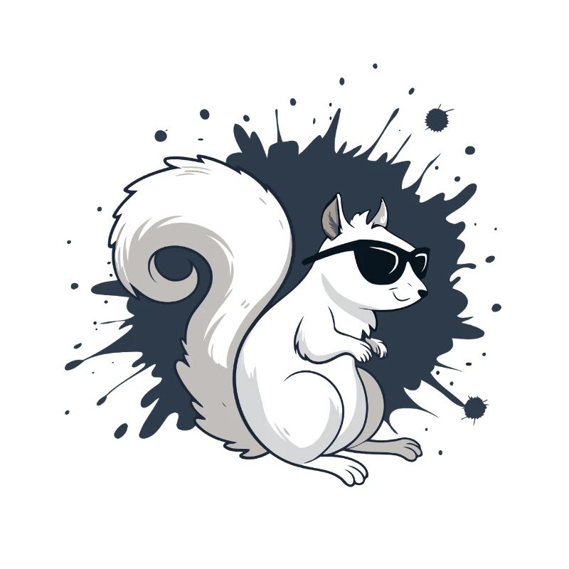 Chic White Squirrel with Black Glasses