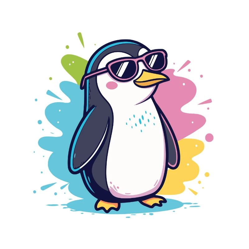Bunter, cooler Ploppinguin mit Brille