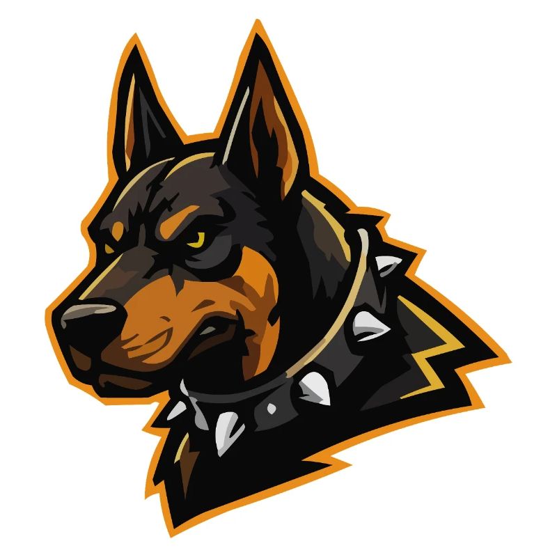 Doberman with spiked collar