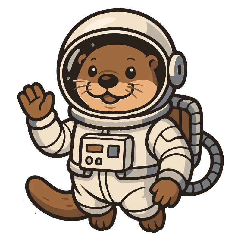 Loutre de l'espace avec combinaison spatiale