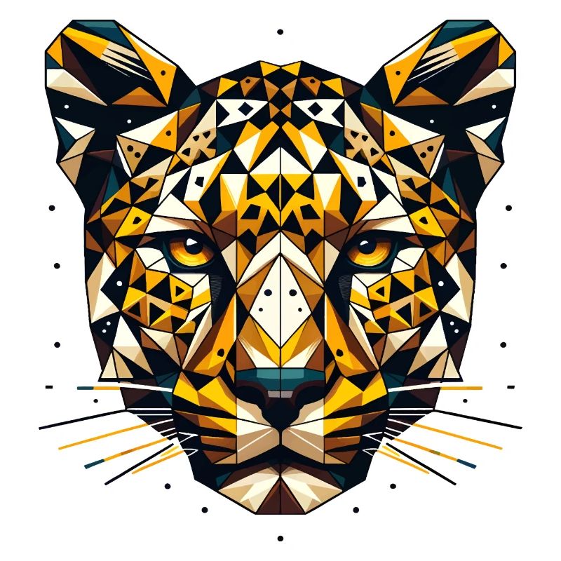 Geometric Leopard Head Polygons Motif