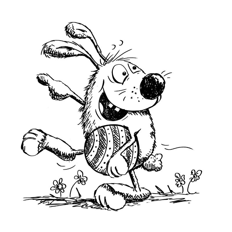 Funny easter bunny with easter egg - easter