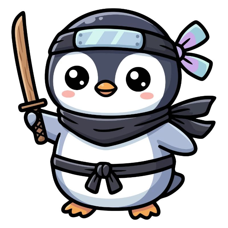 Pingouin Ninja avec Épée