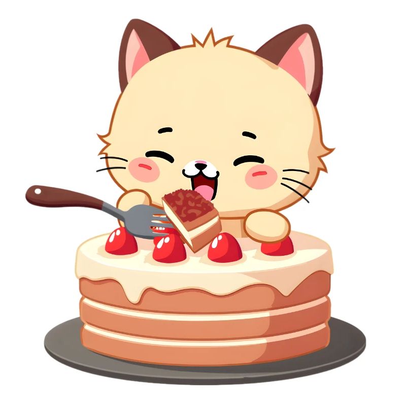 Cat eats cake