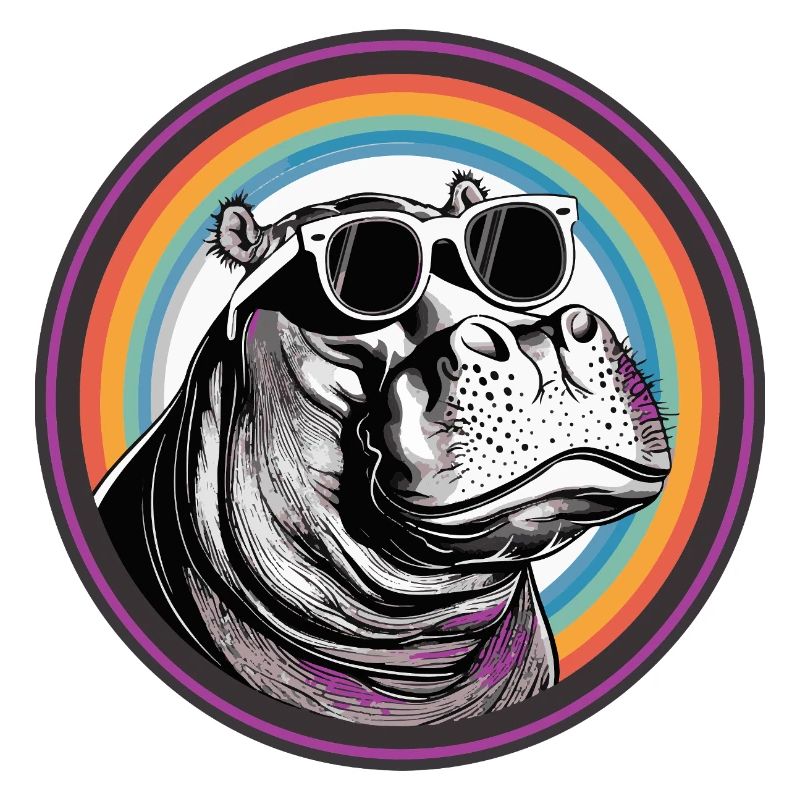 Nilpferd Sonnenbrille Comic