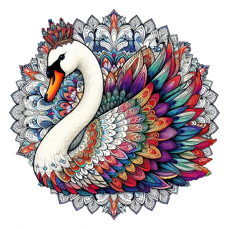 Swan decorated with Mandalas