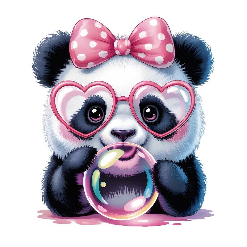 Cute Panda with Goggles and a Soap Bubble