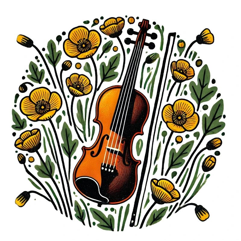 Floral Violin Symphony Design
