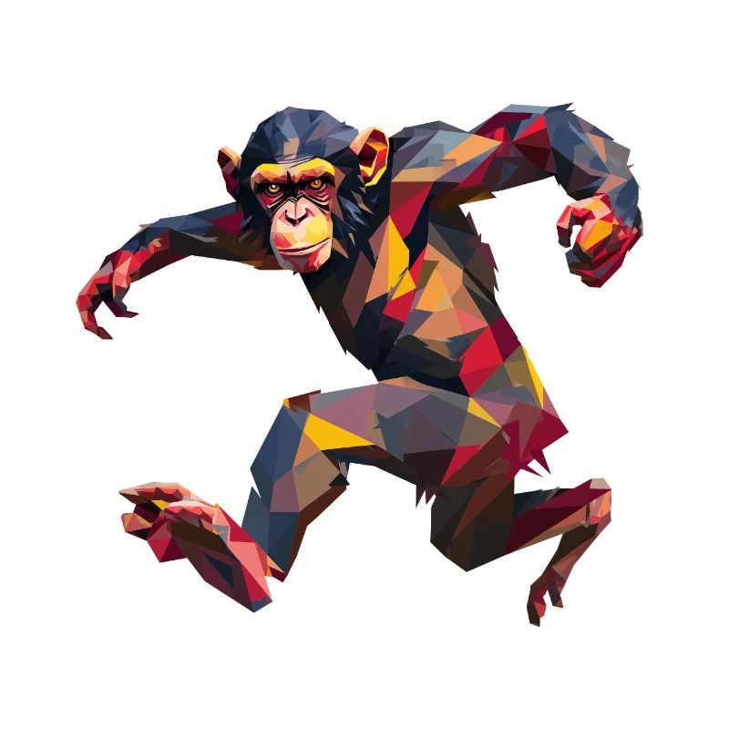 Low Poly Chimpanzee Sprint Logo Design