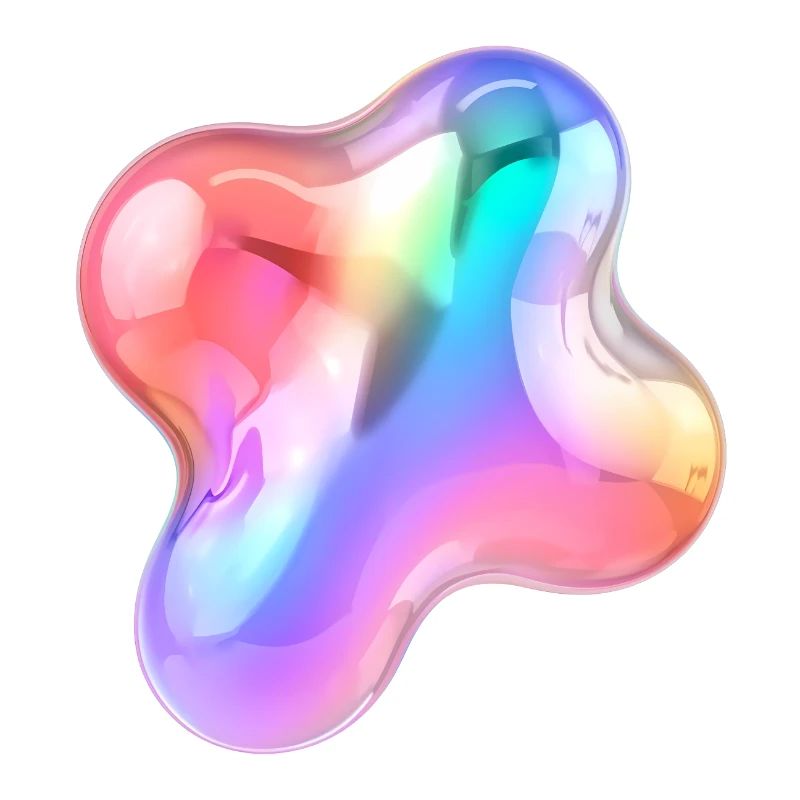 Rainbow Glossy Abstract Blob Design