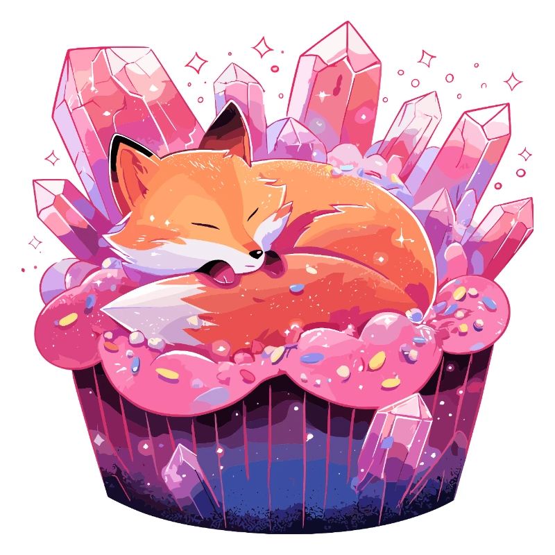 Sleeping fox in crystal cake
