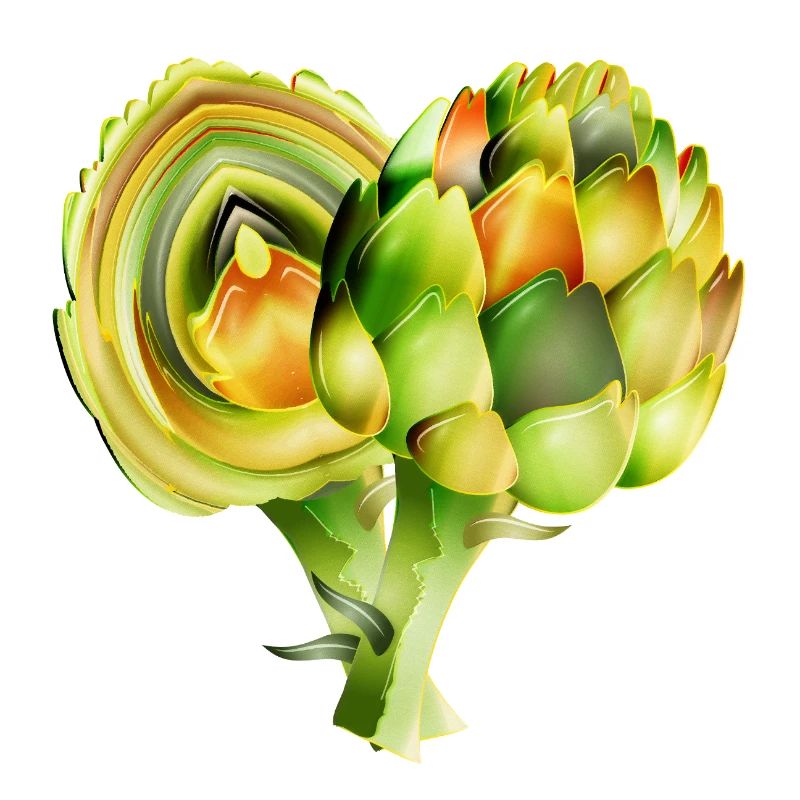 Illustration délicate d’artichauts dans des tons verts chauds
