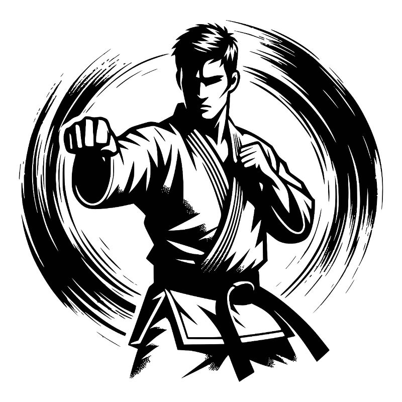 Silhouette de Karaté Parfaite en Combat Dynamique