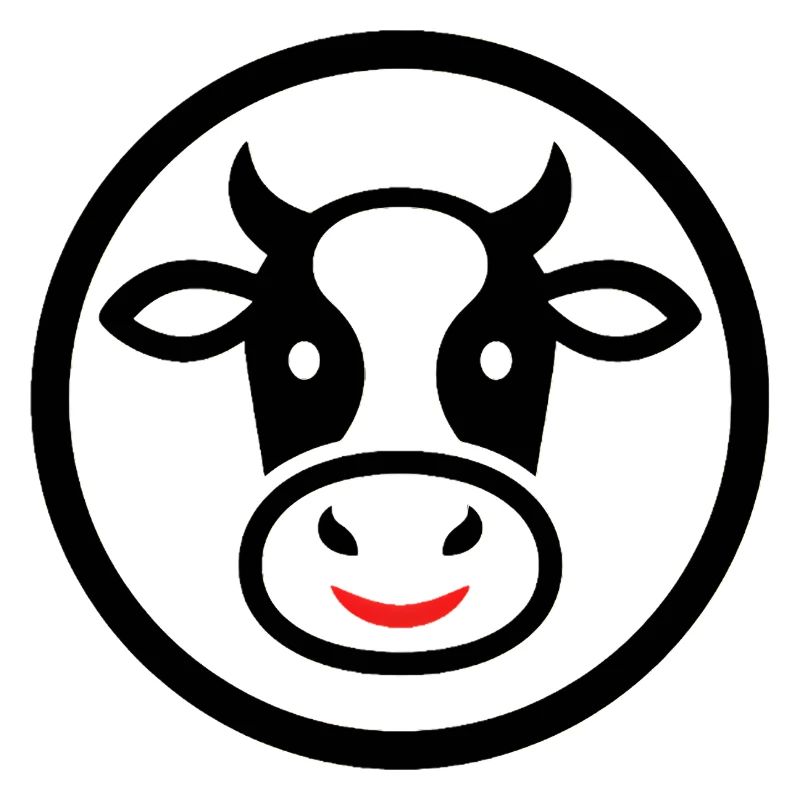 Cow Head Logo Icon Comic Round Vector