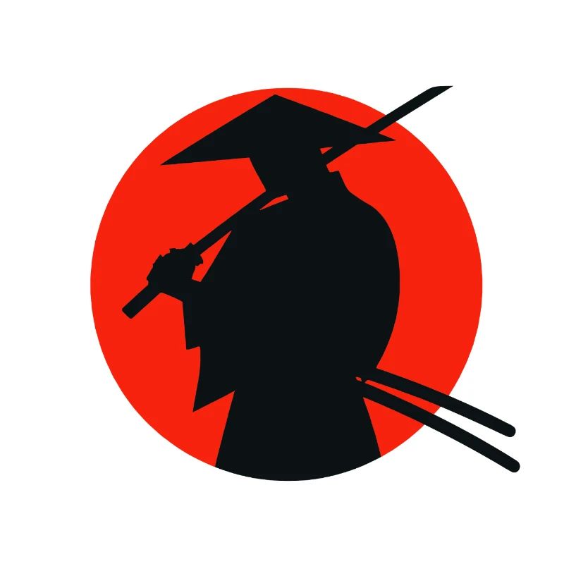 Graduated ninja on red sun background
