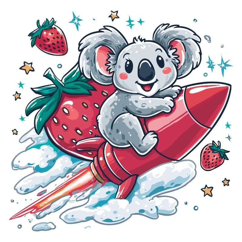 Rocket koala with strawberries