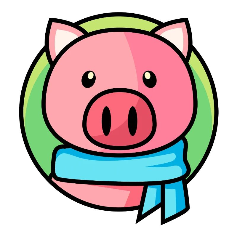 Cochon rose avec écharpe
