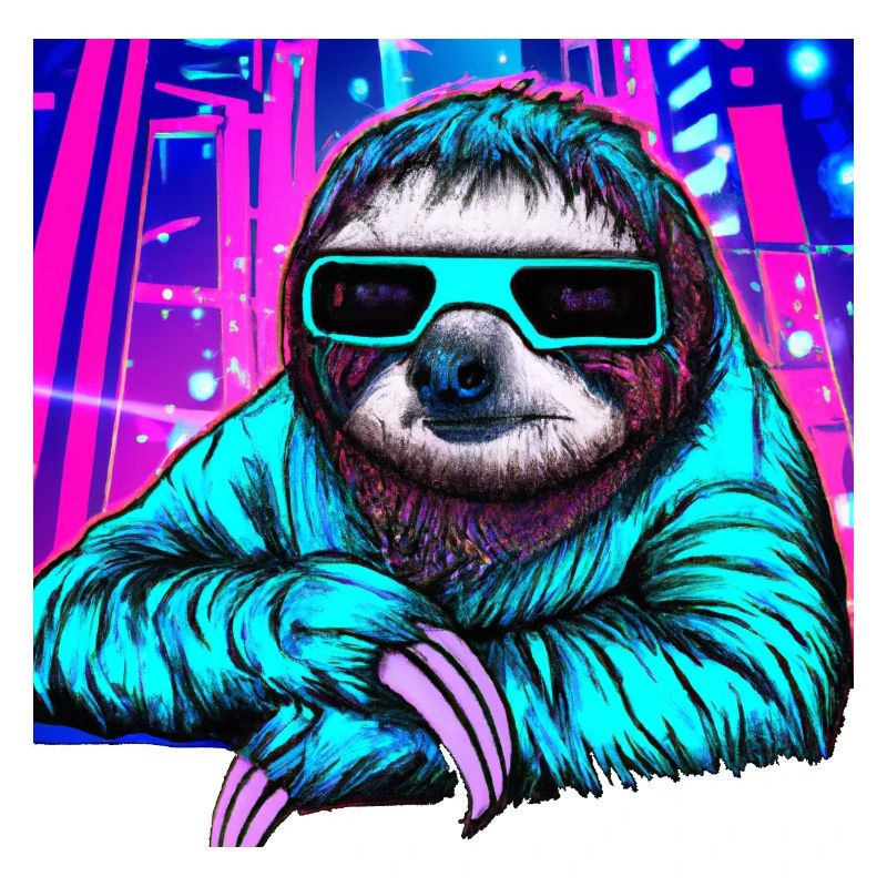 Retrowave Sloth - Ukiyo-e Malerei