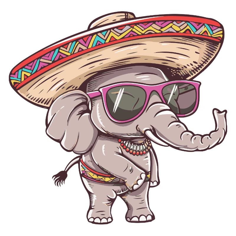 Elephant Comic Funny Sombrero