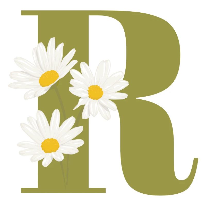Buchstabe r grüne Gänseblümchen
