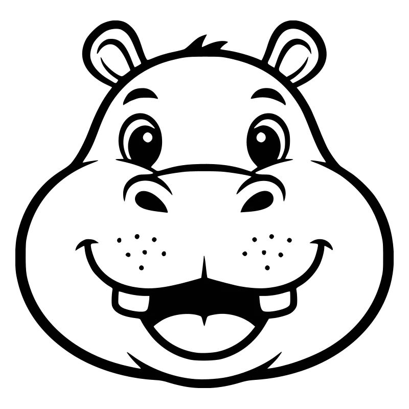 Laughing Hippo Face Head Vector