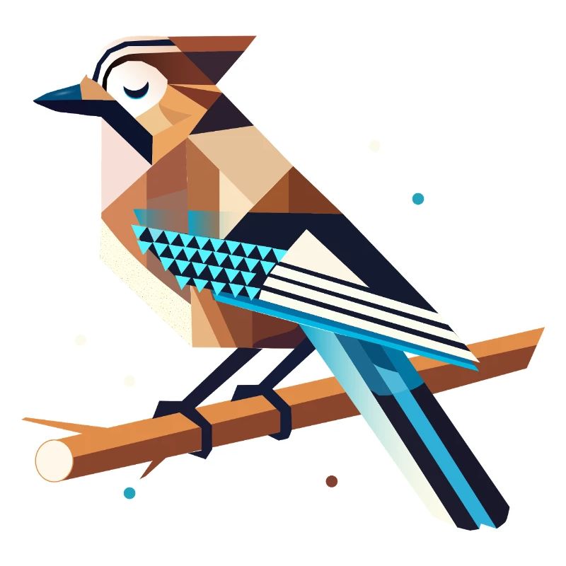 Jays on a branch – stylized spring motif