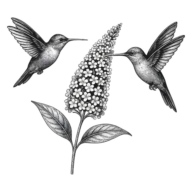 Kolibris mit Blume Boho Cottagecore