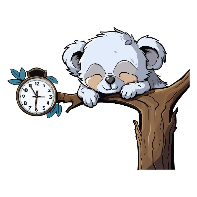Sleeping koala on the clock branch
