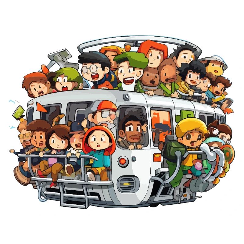 Scène colorée du bus