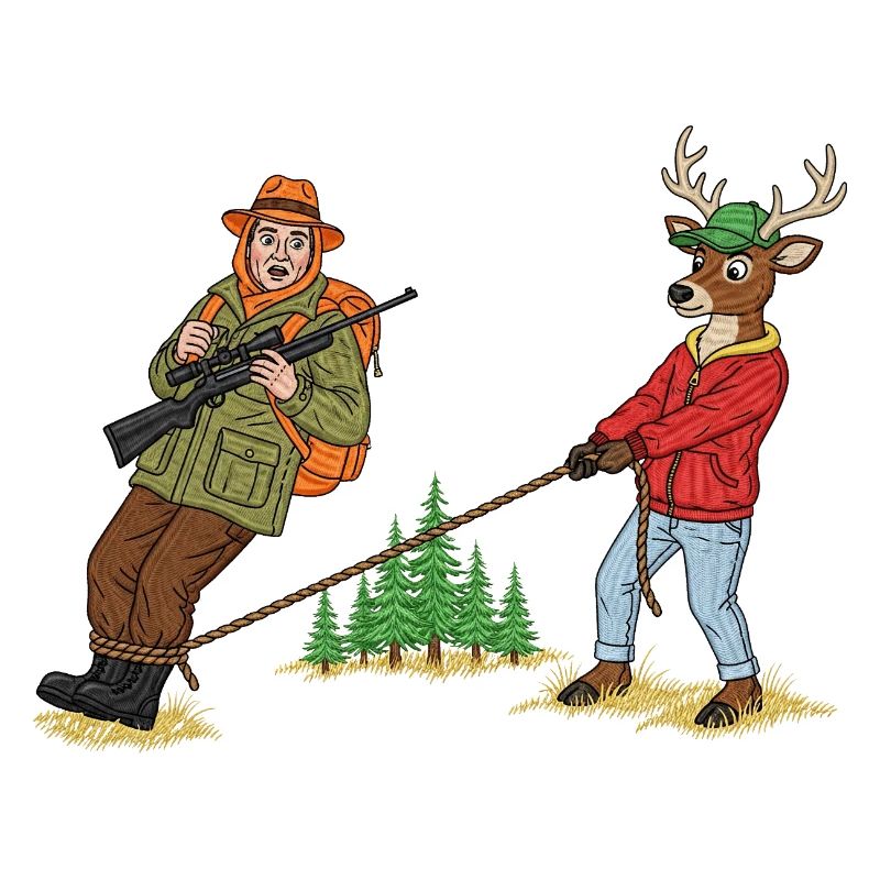 Forest Tug Duo: Hunter & Deer