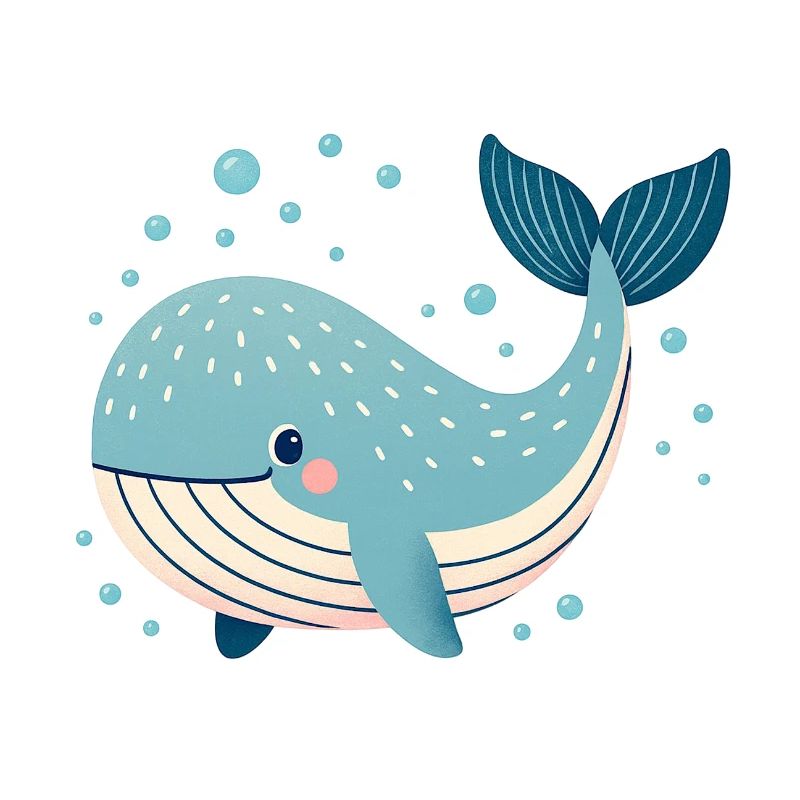 Baleine bleue avec bulles