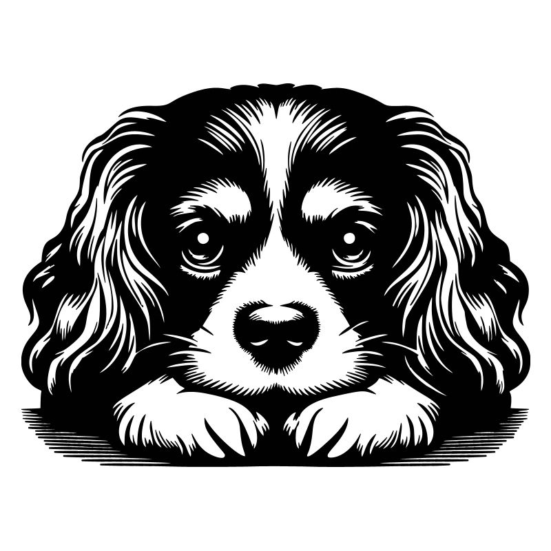 Cavalier King Charles Spaniel Head with Paws